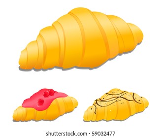 croissant cake icon with berry icing and chocolate