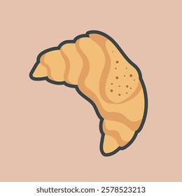 croissant cake with outline flat vector design.