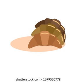 Croissant cartoon design set, colors on white background. Illustration vector style.