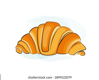 Icono de caricatura croissant aislado en fondo blanco. Ilustración vectorial.