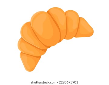 Croissant Cartoon Symbol. Eine einfache Vektorgrafik einer frischen, leckeren, süßen і Pechka. Logo für eine Bäckerei, ein Café, ein Restaurant, eine Kantine