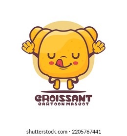 croissant cartoon mascot. food vector illustration. isolated on a white background