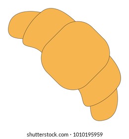 Croissant cartoon. Outlined illustration with thin line black stroke