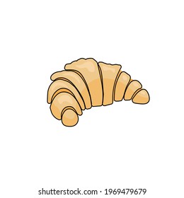 Croissant in cartoon style, sweet pastry for logo or design vector illustration