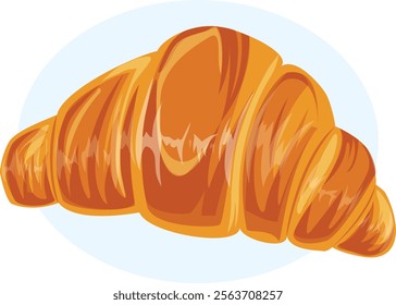 Croissant Cartoon Vector Art. Breakfast French Puff Pastry 