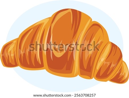 Croissant Cartoon Vector Art. Breakfast French Puff Pastry 