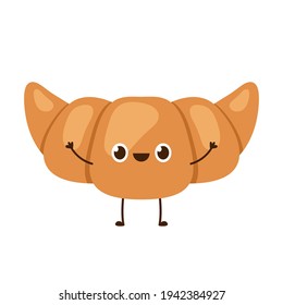 Croissant character design. Croissant on white background.