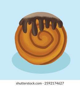 a croissant with choco saus and powdered choco