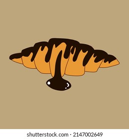 Croissant chocolate lava on brown background.
Tasty croissant. icon 