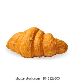 Croissant with chocolate and nuts. Symbols of baking. Design elements for cake packaging. Vector illustration. Sweets in triangulation technique. Image low poly.