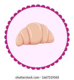 croissant. a circle. pink background. croissant vector illustration