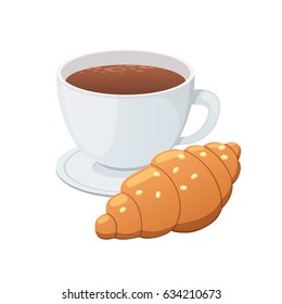 Croissant And Coffee vector illustration