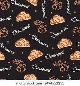 Croissant Colección Patrón de delicia de panadería francesa. Perfecto para mejorar la decoración de la cocina, crear elegantes envases de panadería o diseños textiles para los entusiastas de la comida.