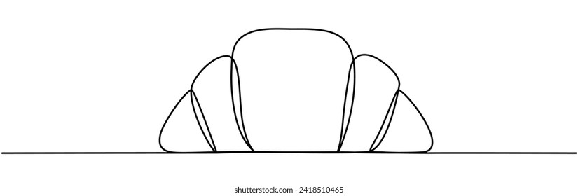 Croissant continuous line drawing. Vector illustration isolated on white.