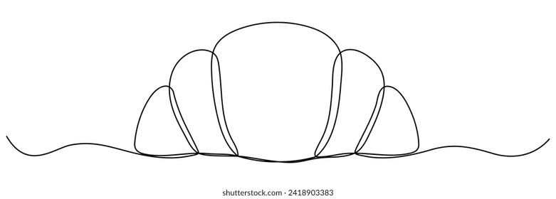 Dibujo croissant de línea continua. Ilustración vectorial aislada en blanco.