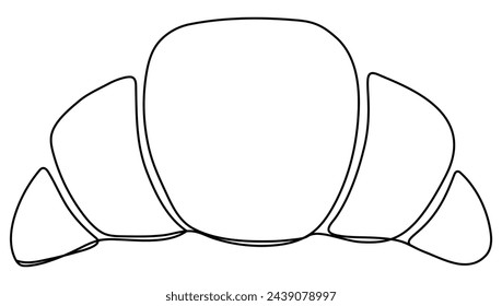 Croissant continuous line drawn. Vector illustration isolated on white.