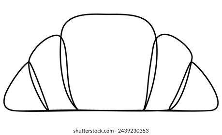 Croissant continuous line drawn. Vector illustration isolated on white.