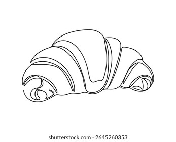 Croissant continuous one line drawing. Bakery sign in simple linear style. Vector illustration.