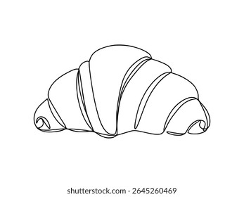 Croissant continuous one line drawing. Bakery sign in simple linear style. Vector illustration.