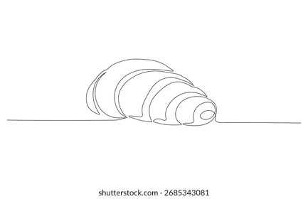 Croissant desenho contínuo de uma linha, traço editável