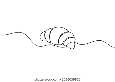 Croissant continuous one line drawing minimalist bakery pastry illustration