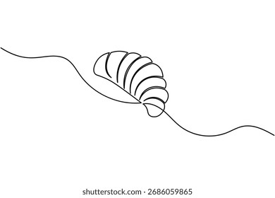 Croissant continuous one line drawing minimalist bakery pastry illustration
