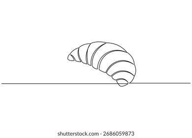 Croissant continuous one line drawing minimalist bakery pastry illustration
