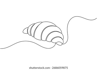 Croissant contínuo uma linha desenho minimalista pastelaria padaria ilustração