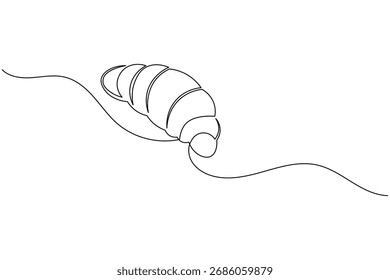 Croissant continuous one line drawing minimalist bakery pastry illustration