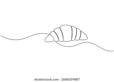 Croissant continuo de una línea de dibujo minimalista panadería pastelería ilustración