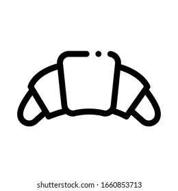 Croissant Delicious Snack Icon Thin Line Vector. Fresh Traditional French Croissant Morning Baked Dessert Concept Linear Pictogram. Monochrome Outline Sign Isolated Contour Symbol Illustration