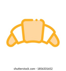 Croissant Delicious Snack Symbol Thin Line Vektorgrafik. Frische traditionelle französische Croissant Morning Baked Dessert Farbsymbol Illustration