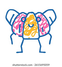 croissant dessert character doodle icon sketch vector. croissant dessert character sign. isolated symbol illustration