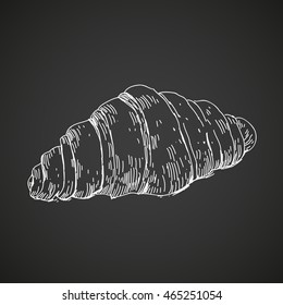 Croissant dessert hand drawn illustration. Sketch croissant for cafe menu