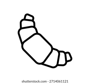 Icono de postre de croissant, ilustración de contorno negro plano de Vector