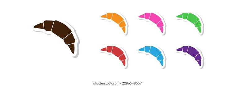 Croissant in different colors on a white background. Set of icons.