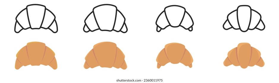 croissant doodle hand drawing icon