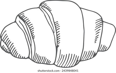 Croissant doodle. Hand drawn sweet bakery icon