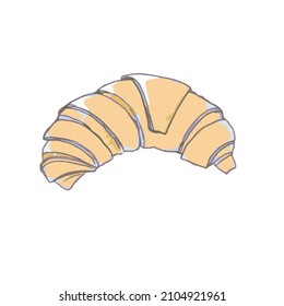 Croissant Doodle, eine handgezeichnete Vektordoodle-Abbildung eines Croissant