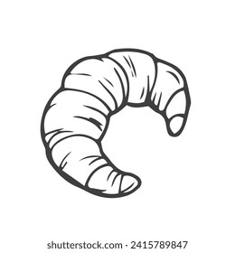 Croissant Doodle, un doodle vector dibujado a mano de un croissant.