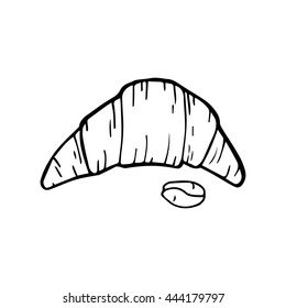Croissant Doodle, a hand drawn vector doodle illustration of a Croissant. Bakery shop logo, label, badge. Vintage bun vector illustration.