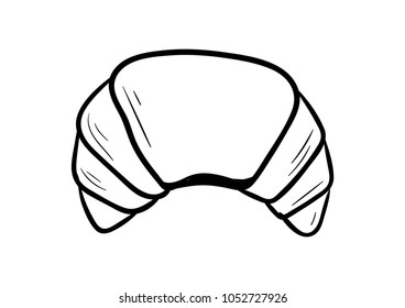 Croissant doodle icon vector 
