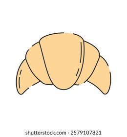 Croissant Doodle Illustration, A golden, flaky croissant.