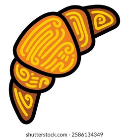 Croissant with doodle inside. Simple illustration. Abstract Doodle for sticker, branding, postcards, prints, etc