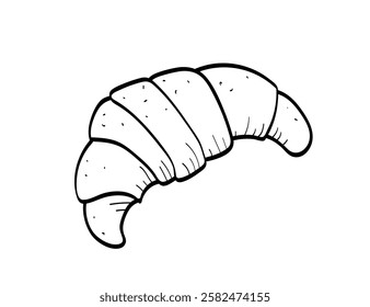 Croissant doodle is a pastry icon. Vector illustration for menu design. Isolate on white.