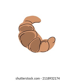 Croissant doodle sketch hand drawn vector design.