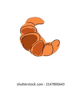 Croissant doodle sketch hand drawn vector design.