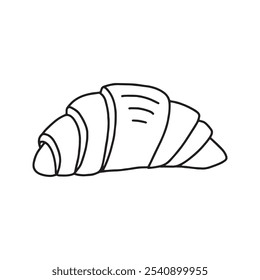 Croissant in doodle style. Isolated on white background 