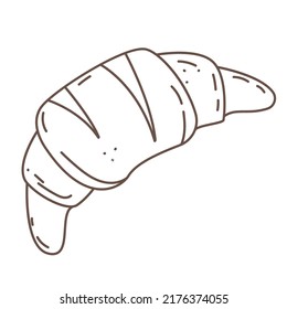 Croissant en doodle. Boceto de panadería dulce