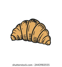 croissant doodle vector illustration on white background.